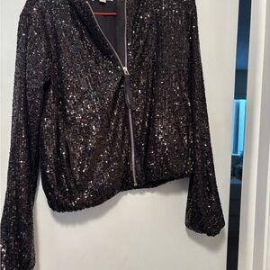 LOFT Black Sequin  Jacket